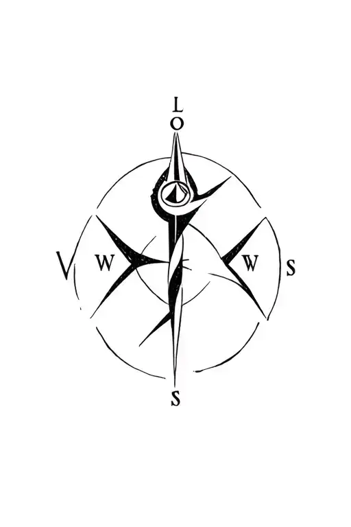 Leo Sign And Compass Intertwined