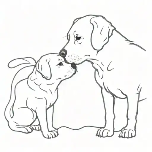 Labrador Ghost Dog And Scottish Fold Cat Touching Each Other's Noses