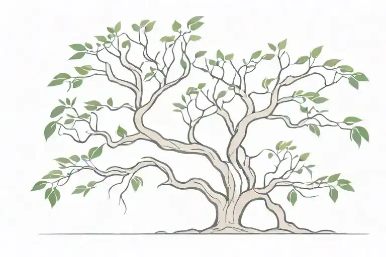 Banyan Tree Linework Tattoo Design