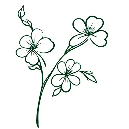 Three Leaf Clover And A Cherry Blossom