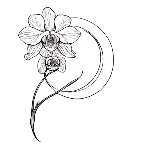 Orchid And Moon Intertwined