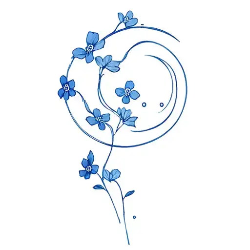 Forget Me Not And Moon Merging Together