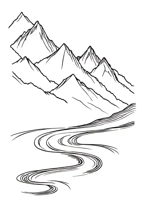 Mountains River Flowing
