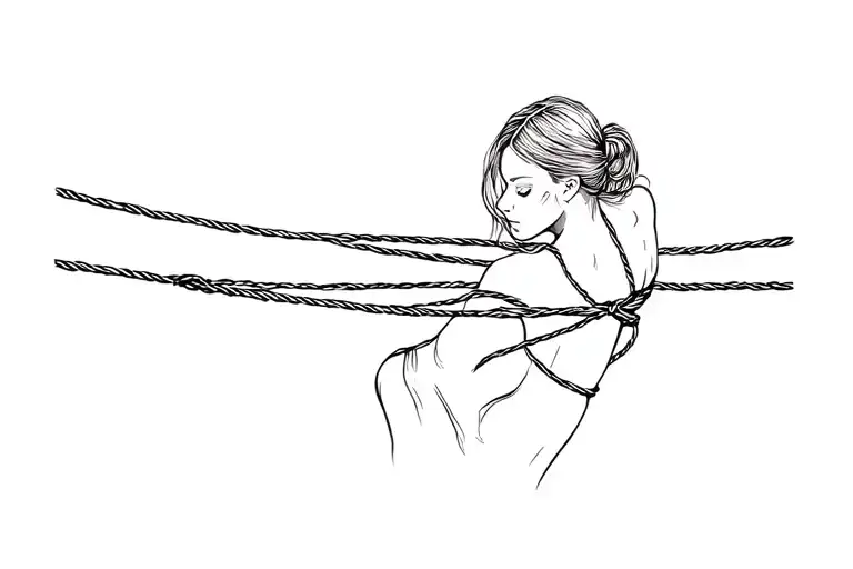 Bondage Girl Tied Up With Rope