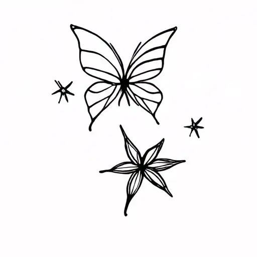 Minamalist Aesthetic Star With Minamalist Butter Fly Coming