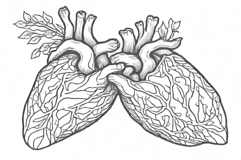Anatomical Heart Hands Holding Each Other