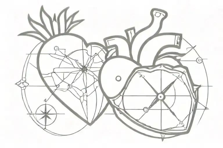 Anatomical Heart With A Compass