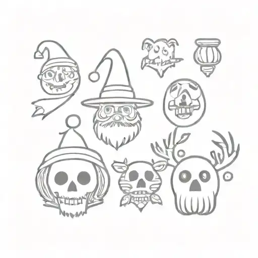Spooky Christmas Tattoo Flash