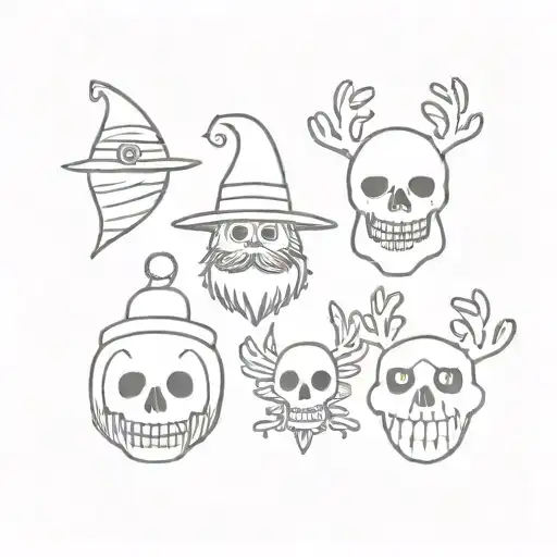 Spooky Christmas Tattoo Flash