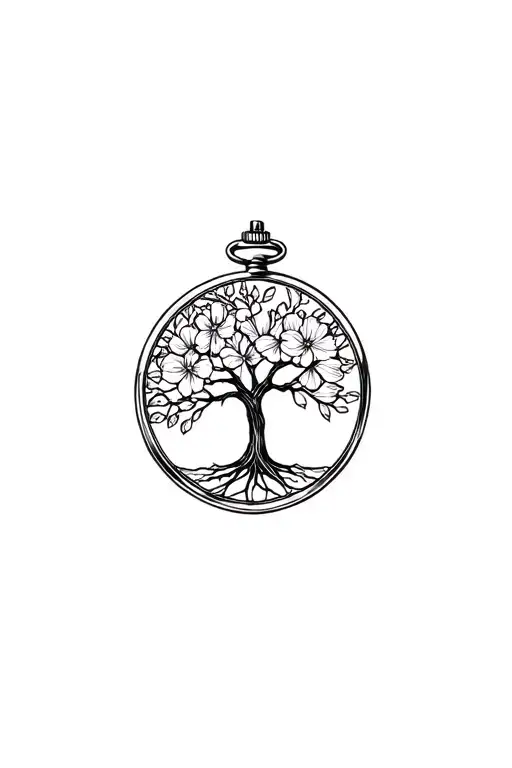 Tree Of Life Pocket Watch Flowers