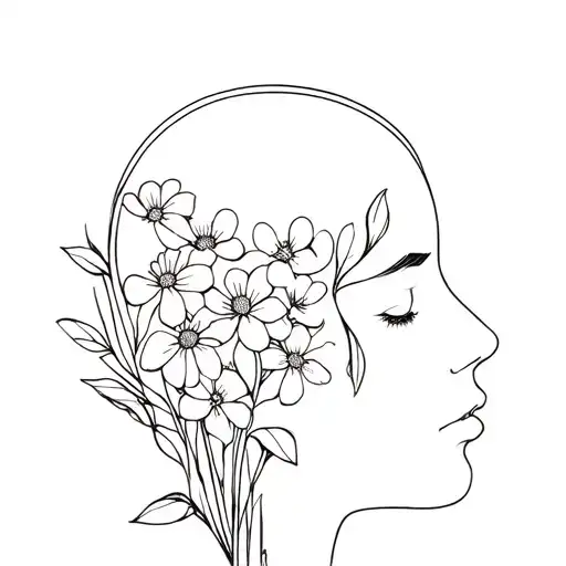 Head And Flowers Are Growing