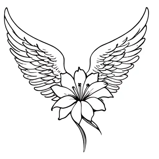 Angel Wings With Lily Flower