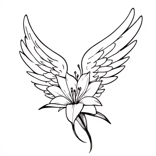 Angel Wings With Lily Flower