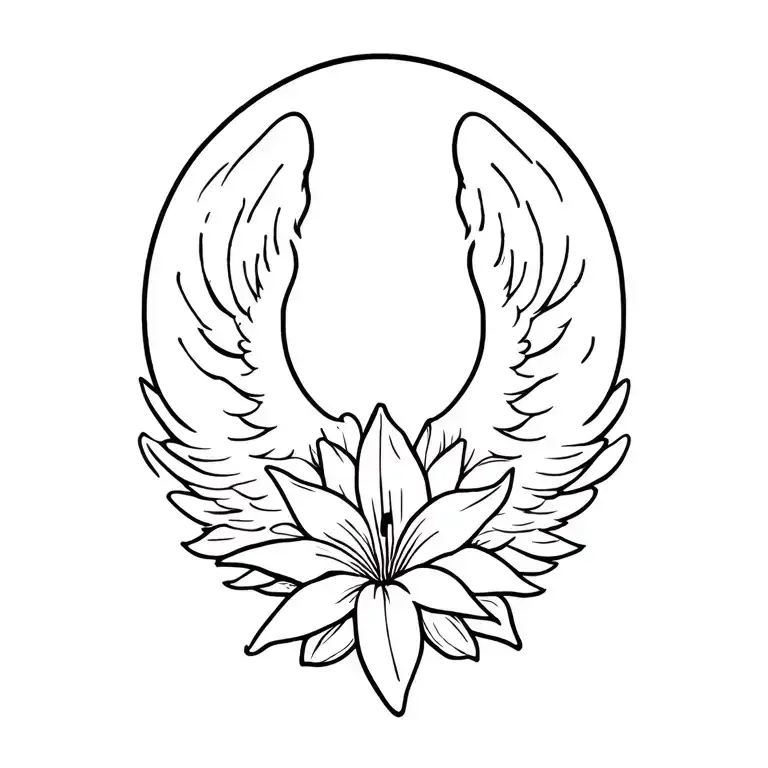 Angel Wings With Lily Flower