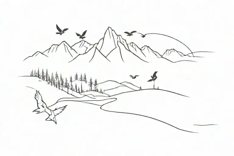 Virginia Mountains With Birds Flying Away