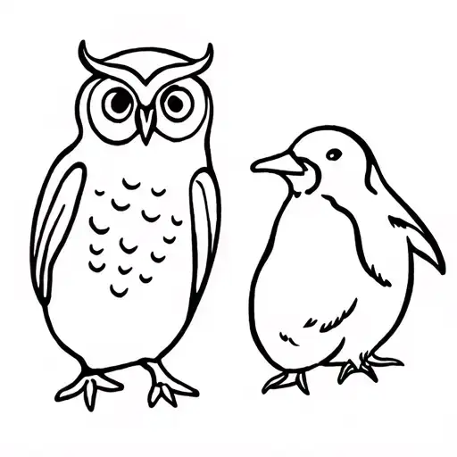 Owl And Penguin