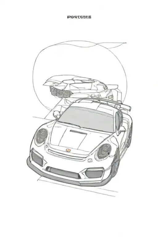 Simple Linework Of A 2024 Porsche Gt3 Rs With No Shading
