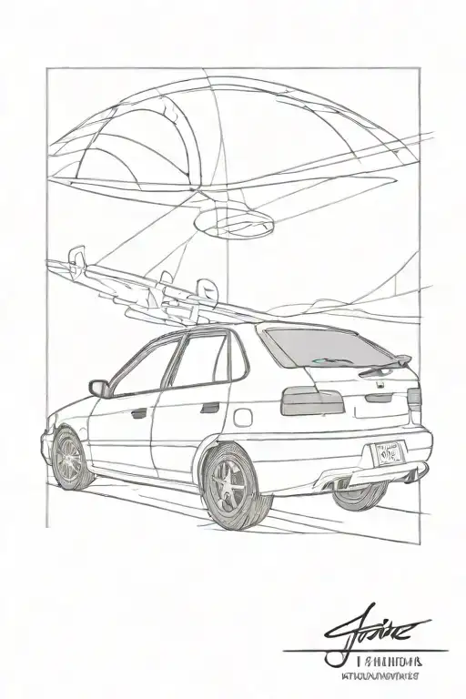 Simple Linework Of A 1998 Hyundai Excel With No Shading