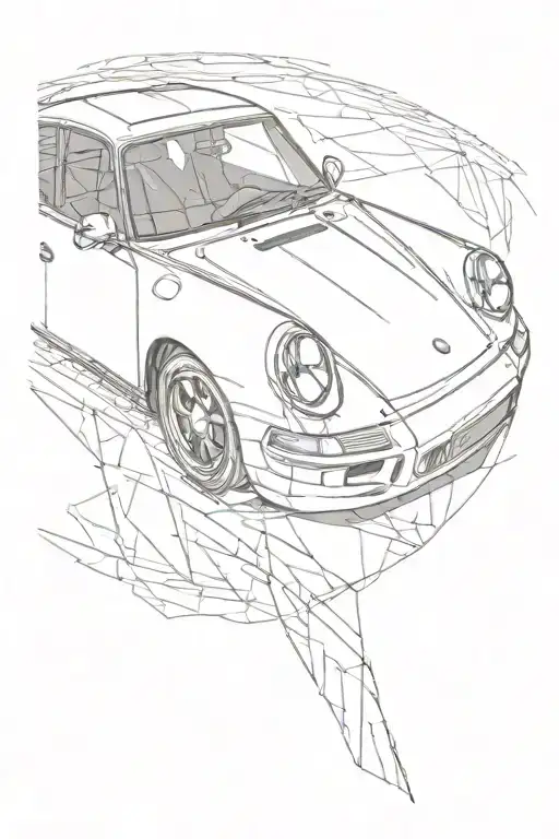 Simple Linework Of A Porshce 911 With No Shading Or Black