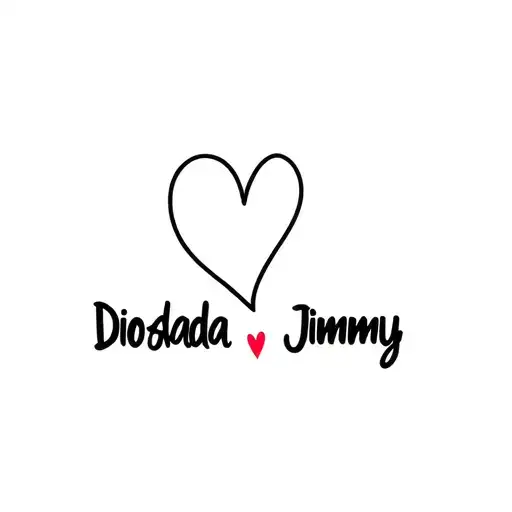 A Minimalist Design Of Diosdada And Jimmy's Names Intertwined With A Heart