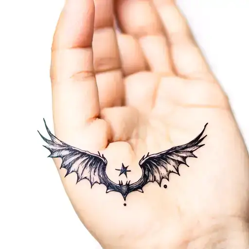 Small Dainty Tattoo Wings Bat Dragon Celestial Elemental Magical