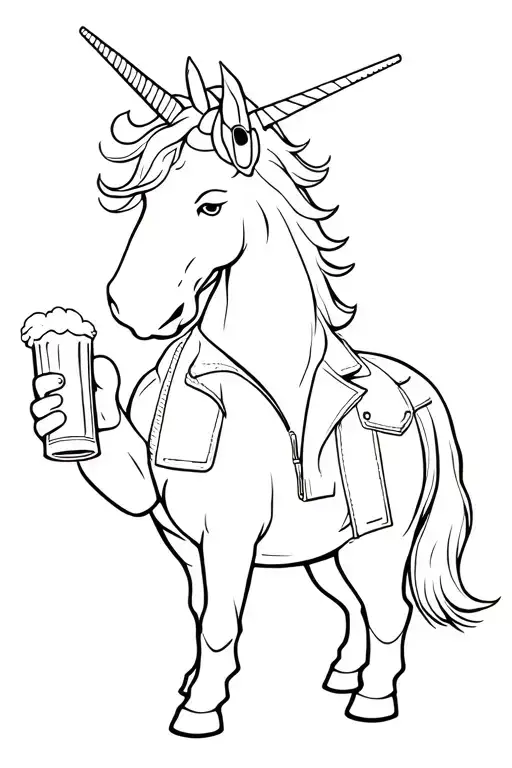 Drunk Unicorn With A Leather Jacket And Sunglasses Holding A Beer