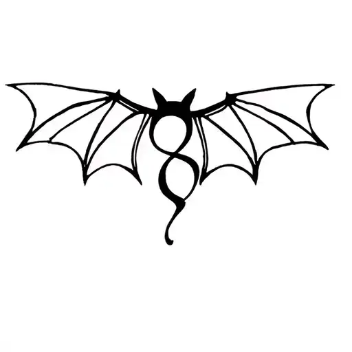 Gothic Little Semicolon Bat Wings Spread