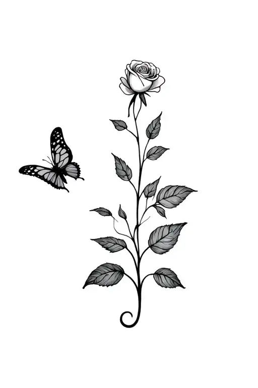 Semicolon Butterfly And Rose Growing