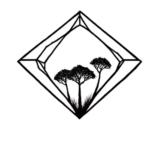 Diamond Shape With 4 Trees Inside 2 Large 2 Small