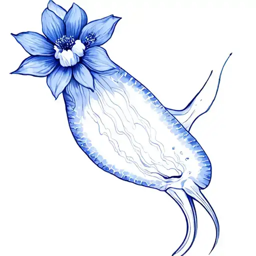 Stingray With Blue Violet Flower Bouquet