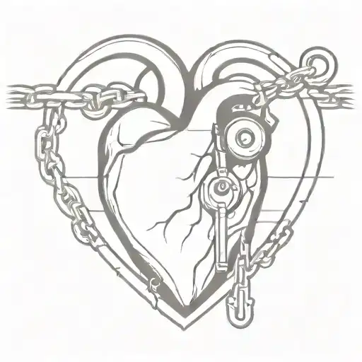 Human Heart With A Lock And Chain Wrapped Around It