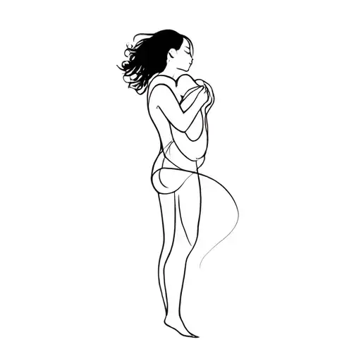 Hugging While Falling Kind Of Blurry And Spiritual Line Art