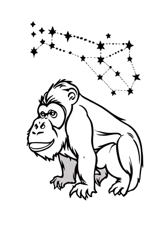 Orangutan And Star Constellation