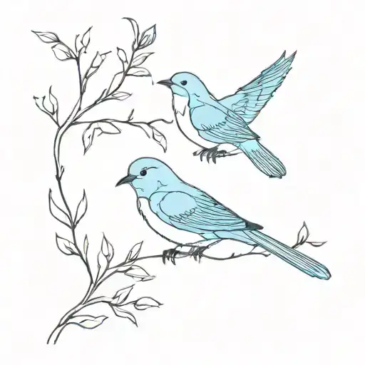 2 Mountain Blue Birds Flying
