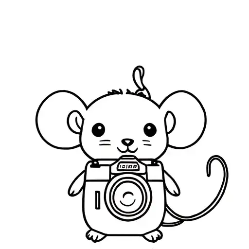 Small Stuffed Animal Mouse With A Camera Hanging From Its Neck