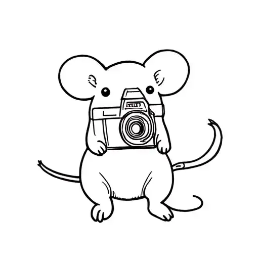 Small Stuffed Animal Mouse With A Small Camera Hanging From Its Neck