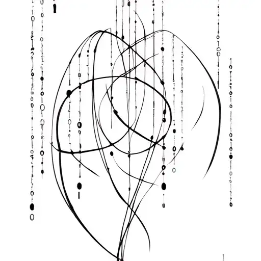 Binary Code Intertwined With Image To Represent Mother And Son Bond