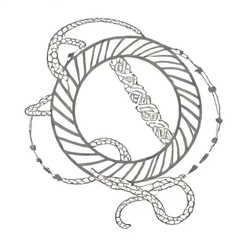Ouroboros Snake With Dna Double Helix Intertwined