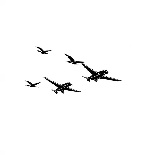 Birds And Planes Flying Overhead