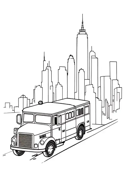 Firetruck With New York Skylin