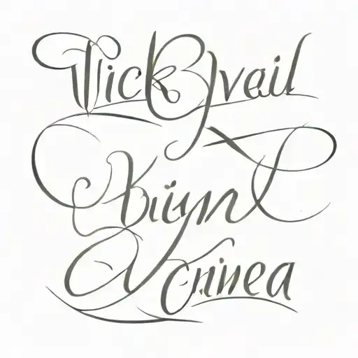 Write Name Tattoo Design Of Vicky And Divya In Cursive