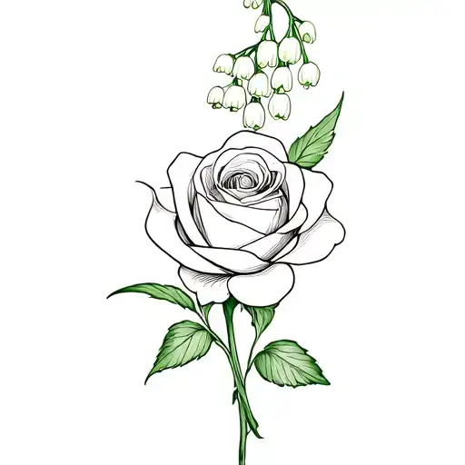 Lily Of The Valley Wrapped Around A Rose