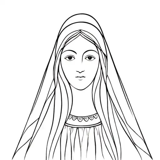 Lady Of Guadalupe Head And Shoulders Long Hair Wearing A Veil