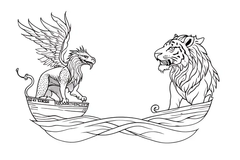 Mariner Navigation Dragon Lion Eagle Ship And Tiger
