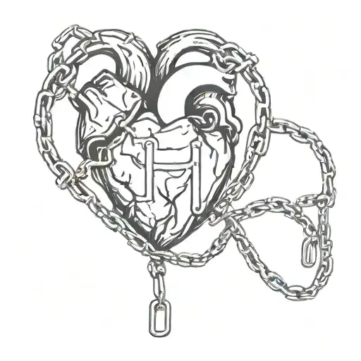 Human Heart Locked Up With A Chain And A Lock Intertwined