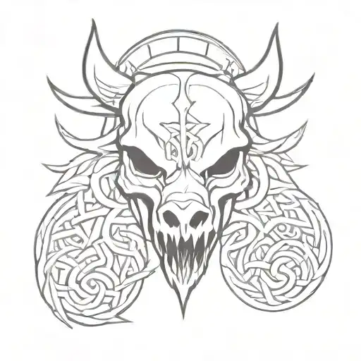 Celtic Angry Boar Skull