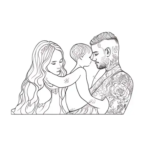 A Man And A Woman With A Child