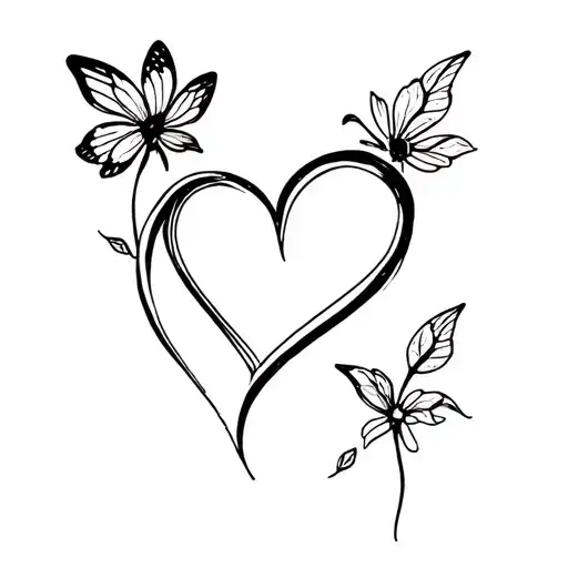 Flower Heart Buterfly Minimal