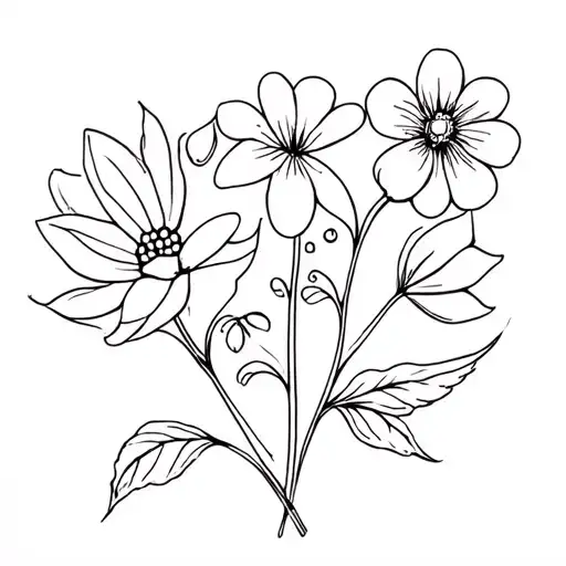 Flower October 2 Children Girls Line