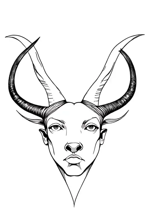 Big Horn And Human Face